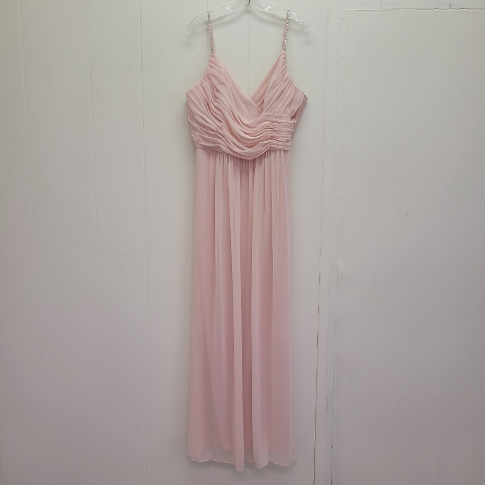Jenny Packham Jeweled Strap Shirred Wrap Maxi Dress